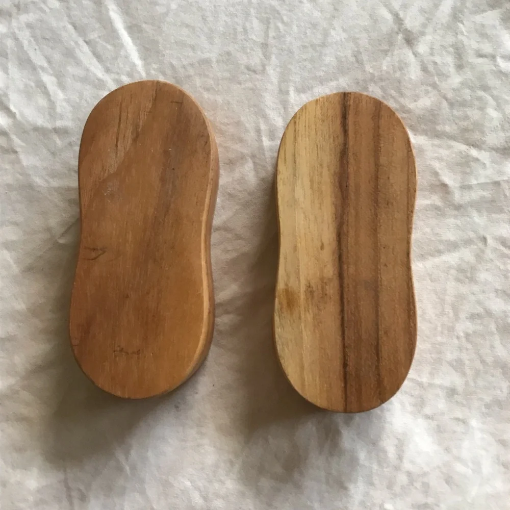 Williams Sonoma Double Egg Cup/Dish in Natural Olive Wood